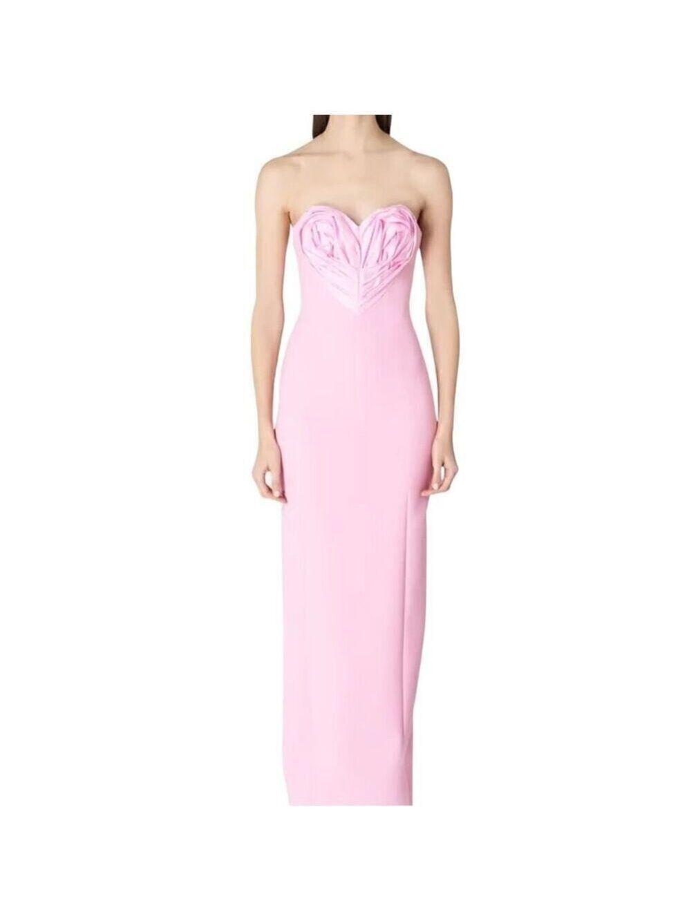 $4,490 Carolina Herrera Pink Strapless Heart Column Gown Size 8